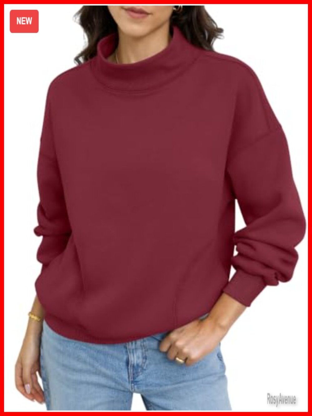Fleece Mock Neck Sweatshirt with Pockets Trendy Pullover